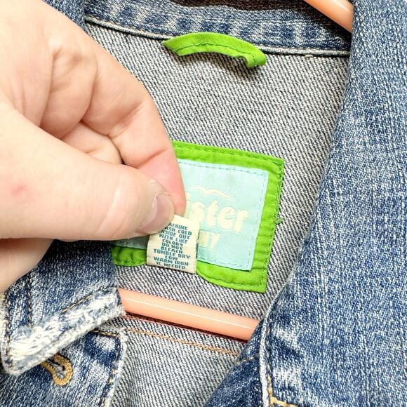 Hollister Vest Womens Medium Denim Blue Button Up Distressed 90s VTG Sleeveless - Picture 3 of 5